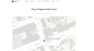 Map of Queens, NY showing Opportunity Zone search results